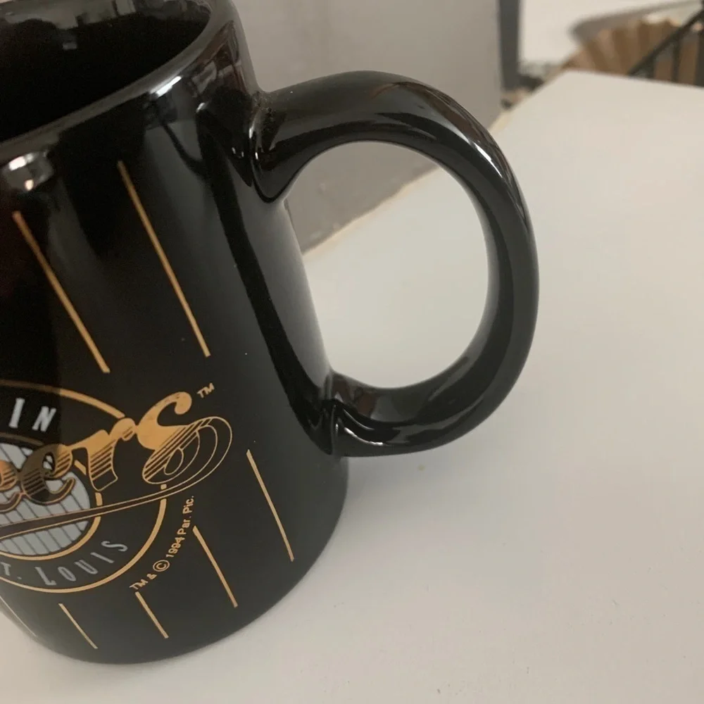 Cheers St Louis Coffee Mug Black with Gold Trim 1994